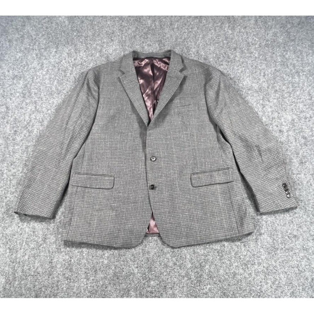 Ralph Lauren Blazer Mens 52R Gray Check Wool Silk Linen Sport Coat Jacket